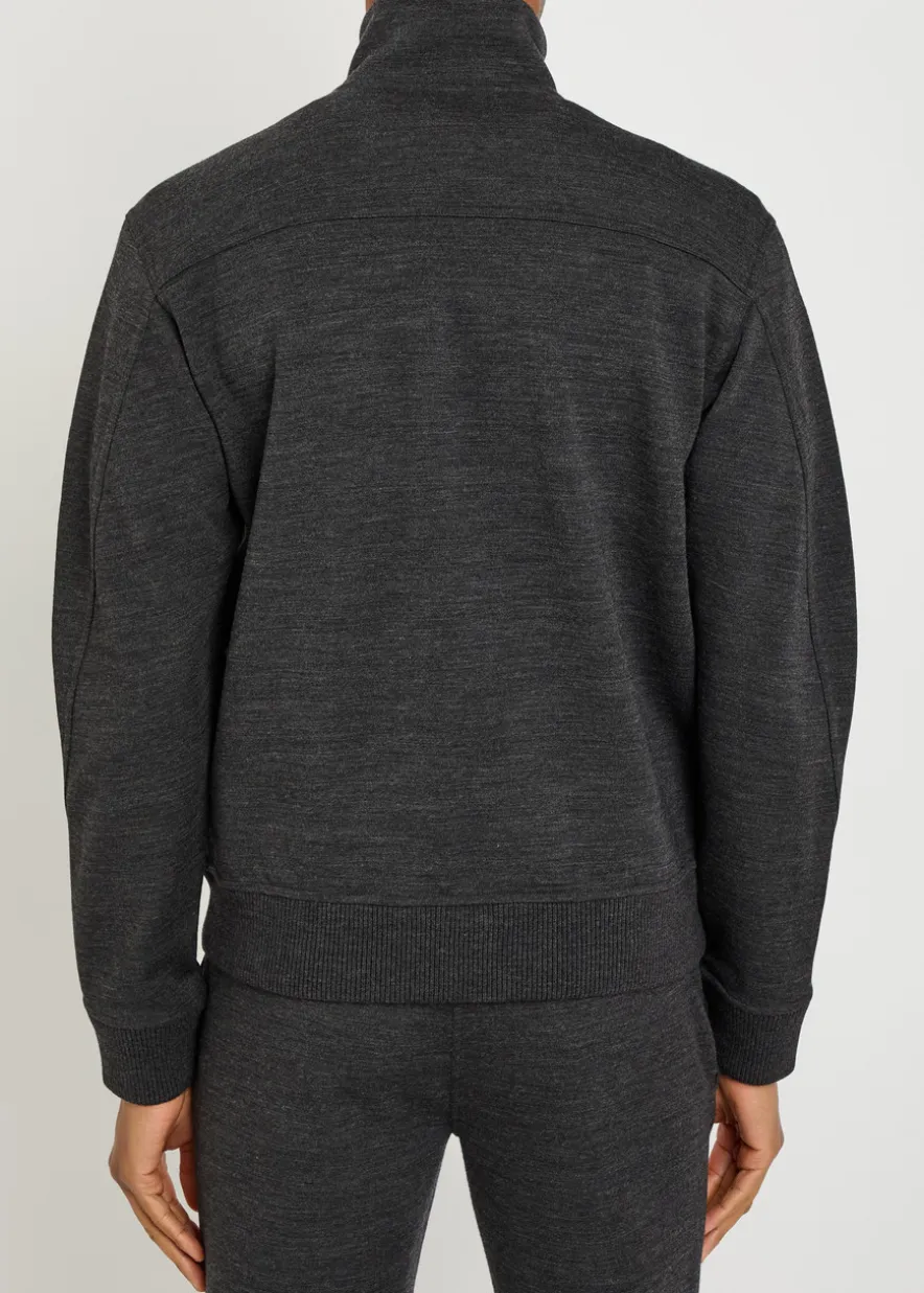Logo-appliquéd wool-blend track sweatshirt