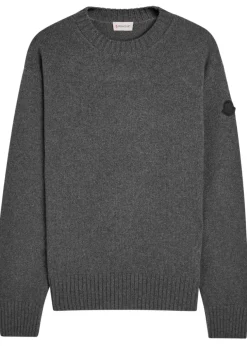 Logo-appliqué wool and cashmere-blend jumper