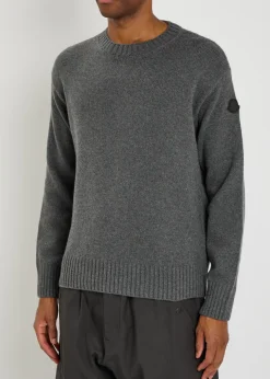 Logo-appliqué wool and cashmere-blend jumper