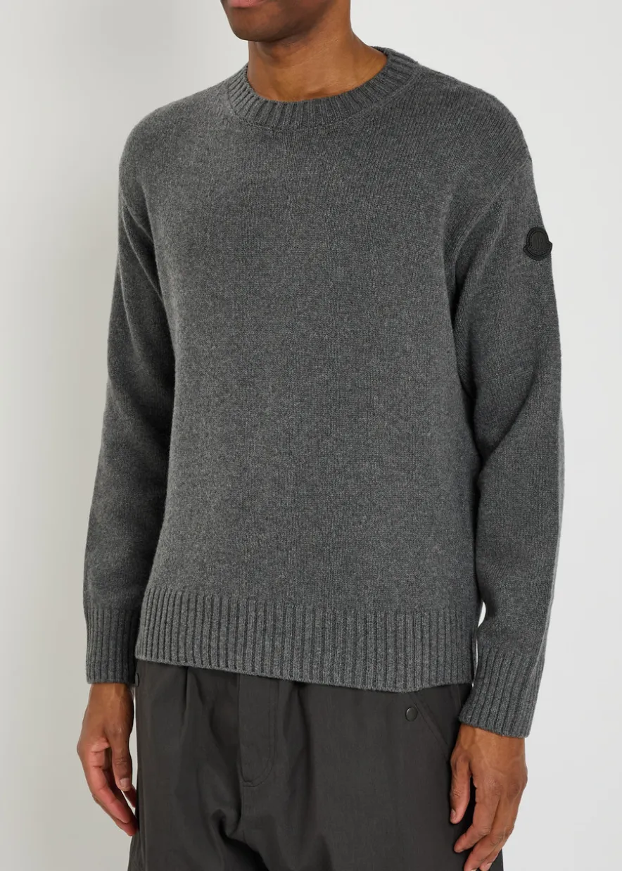 Logo-appliqué wool and cashmere-blend jumper