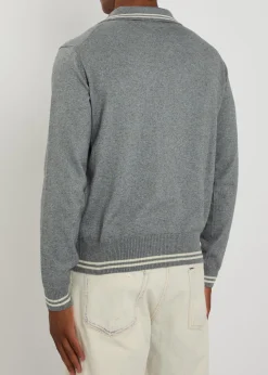 Logo asymmetric wool and cashmere-blend polo jumper