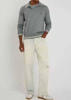 Logo asymmetric wool and cashmere-blend polo jumper
