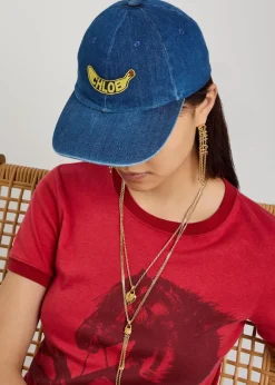 Logo banana-appliquéd denim cap