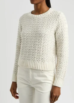 Logo bouclé-knit cotton-blend jumper