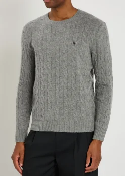 Logo cable-knit wool and cashmere-blend jumper