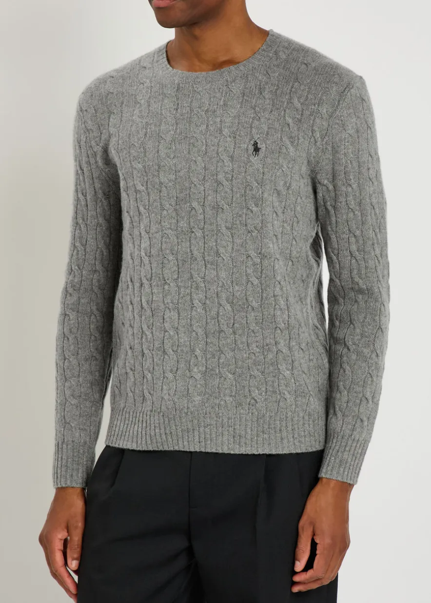 Logo cable-knit wool and cashmere-blend jumper