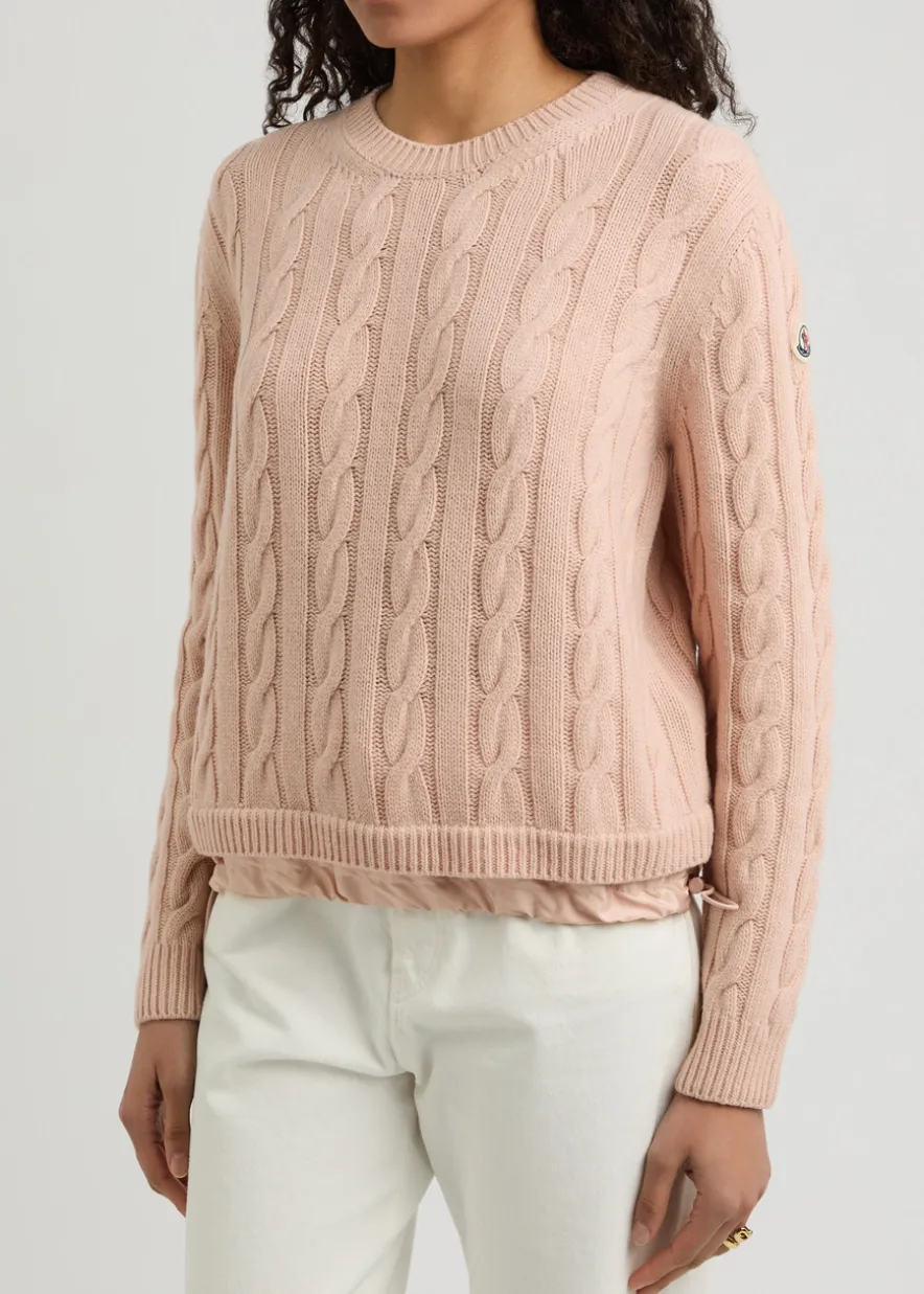 Logo cable-knit wool-blend jumper
