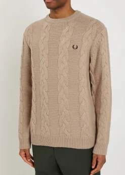 Logo cable-knit wool-blend jumper