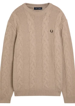 Logo cable-knit wool-blend jumper