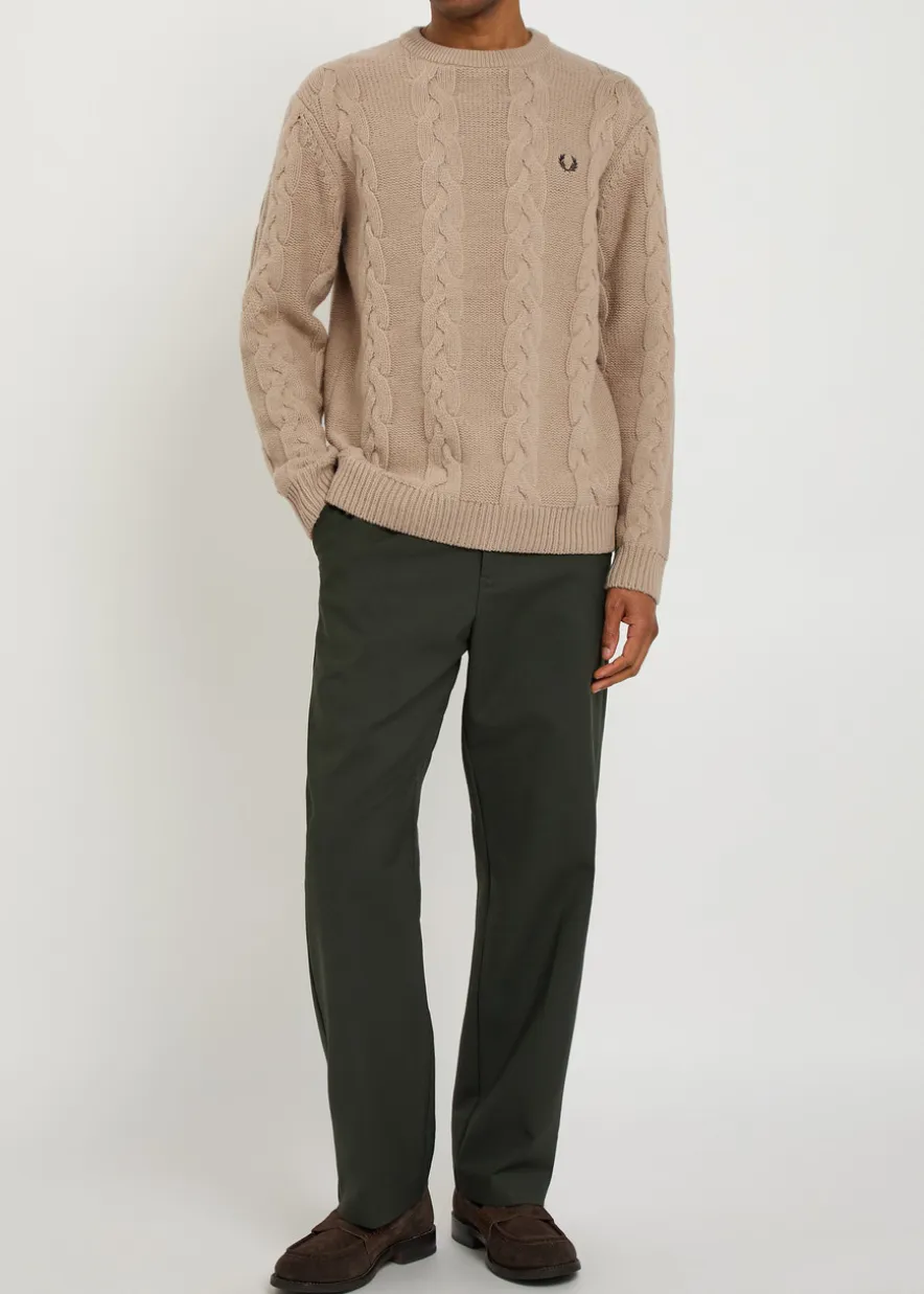Logo cable-knit wool-blend jumper
