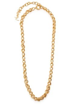 Logo chain brass necklace