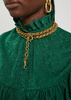 Logo chain brass necklace