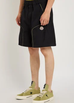 Logo contrast-stitch cotton-poplin shorts