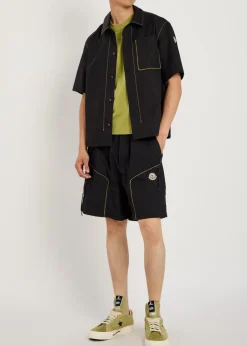 Logo contrast-stitch cotton-poplin shorts