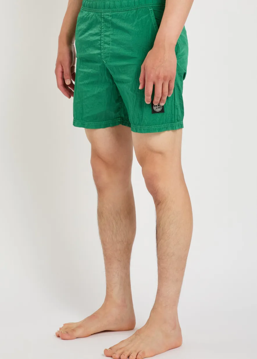 Logo crinkled nylon swim shorts