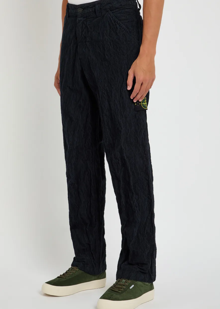Logo crinkled tapered-leg corduroy trousers