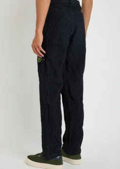 Logo crinkled tapered-leg corduroy trousers