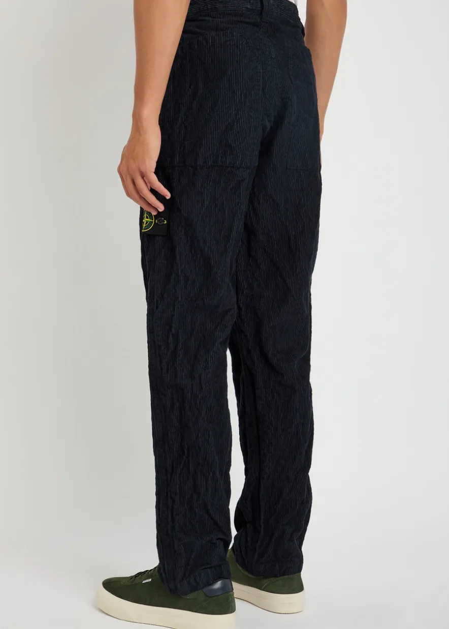 Logo crinkled tapered-leg corduroy trousers