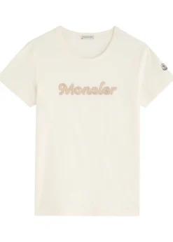 Logo-embroidered beaded cotton T-shirt