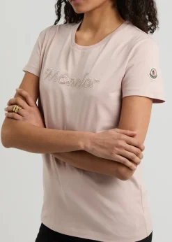 Logo-embroidered beaded cotton T-shirt