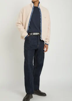 Logo-embroidered bouclé jacket