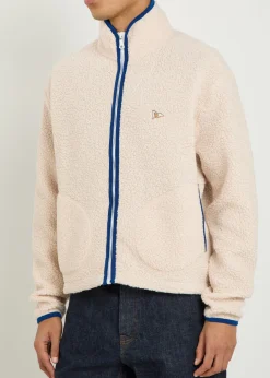 Logo-embroidered bouclé jacket