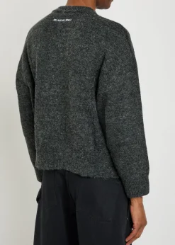 Logo-embroidered brushed knit jumper