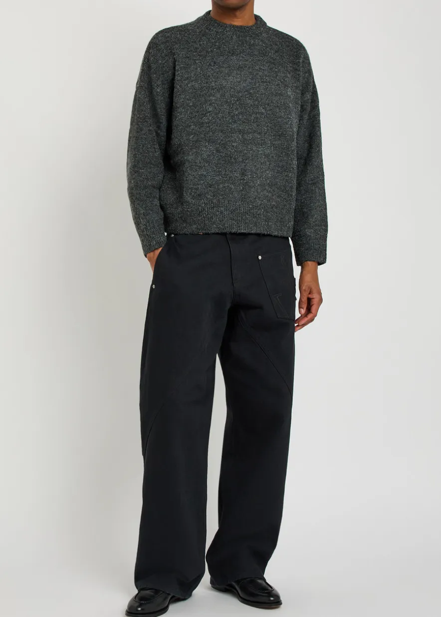 Logo-embroidered brushed knit jumper
