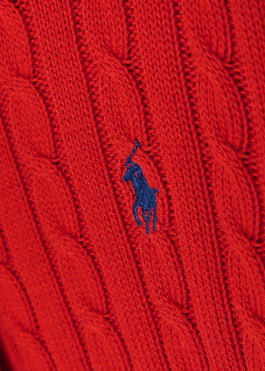 Logo-embroidered cable-knit cotton cardigan