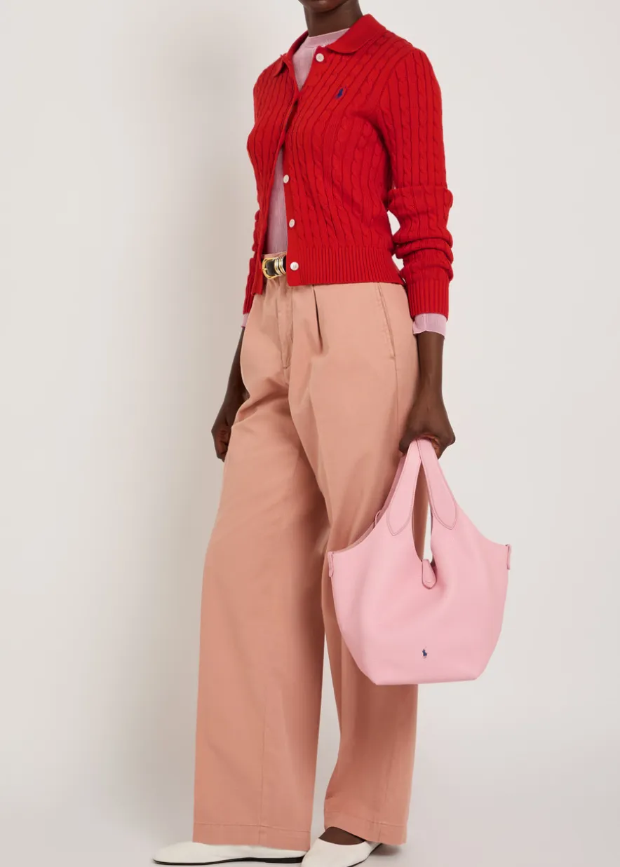Logo-embroidered cable-knit cotton cardigan