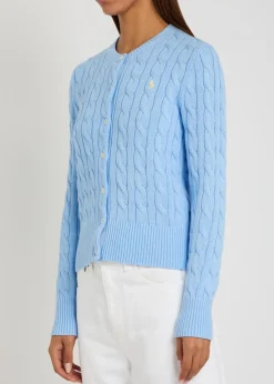 Logo-embroidered cable-knit cotton jumper