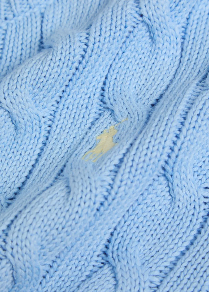 Logo-embroidered cable-knit cotton jumper