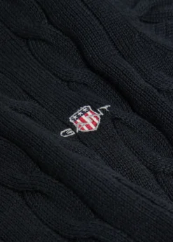 Logo-embroidered cable-knit cotton jumper