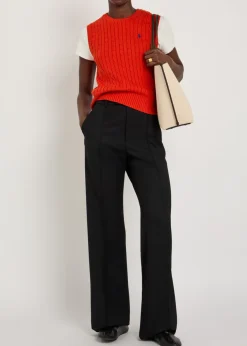 Logo-embroidered cable-knit cotton vest