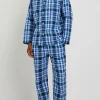 Logo-embroidered checked cotton pyjama set
