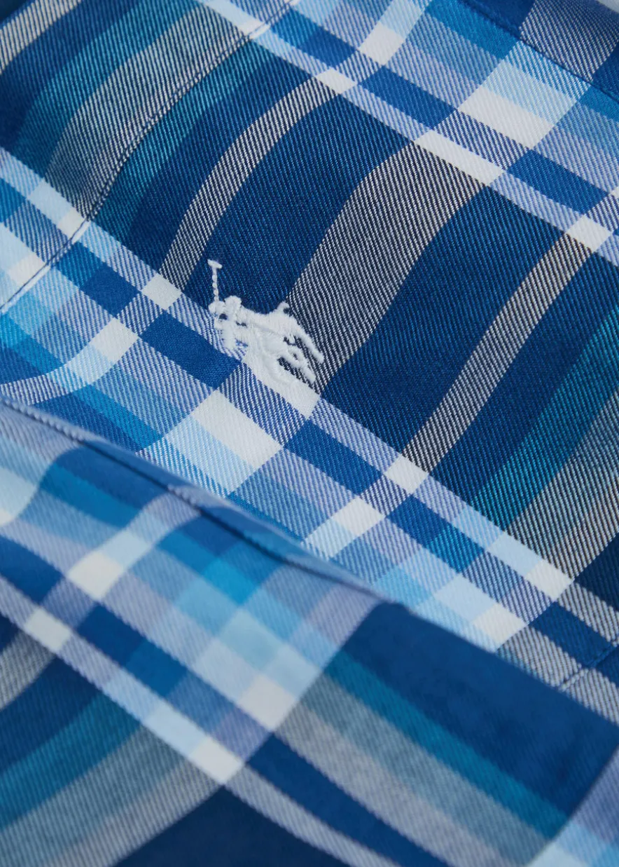 Logo-embroidered checked cotton pyjama set