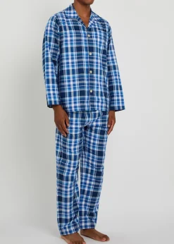 Logo-embroidered checked cotton pyjama set