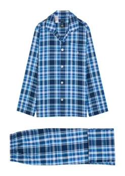 Logo-embroidered checked cotton pyjama set