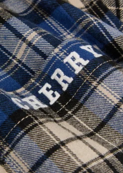 Logo-embroidered checked flannel shirt