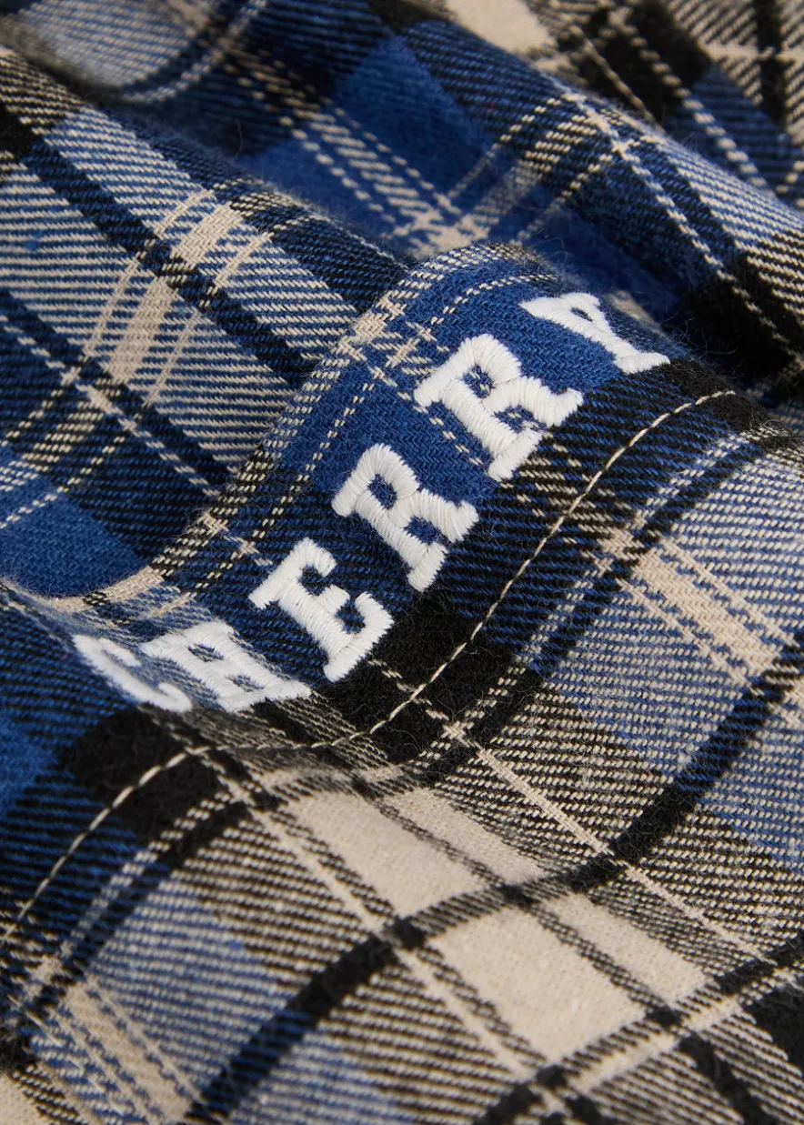 Logo-embroidered checked flannel shirt