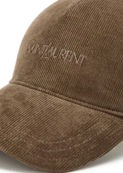 Logo-embroidered corduroy cap