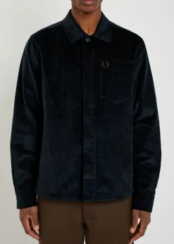 Logo-embroidered corduroy overshirt