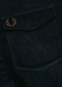 Logo-embroidered corduroy overshirt