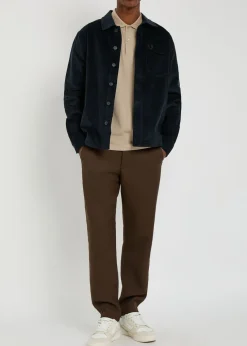 Logo-embroidered corduroy overshirt
