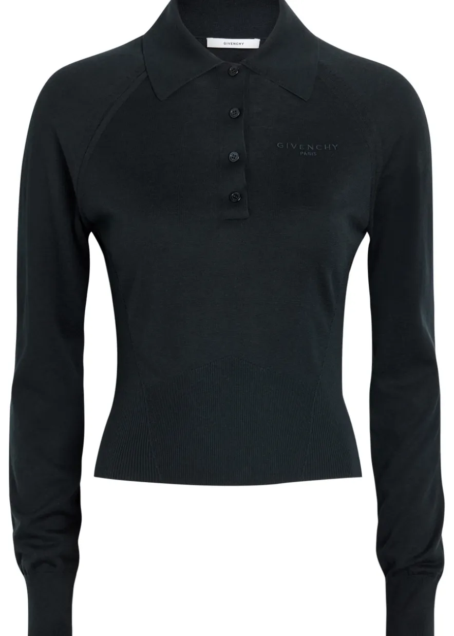 Logo-embroidered cotton and silk-blend polo top