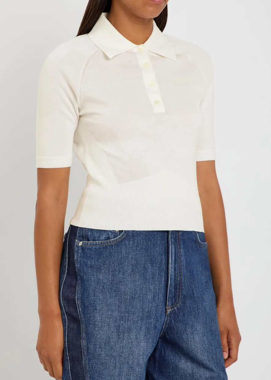 Logo-embroidered cotton and silk-blend polo shirt
