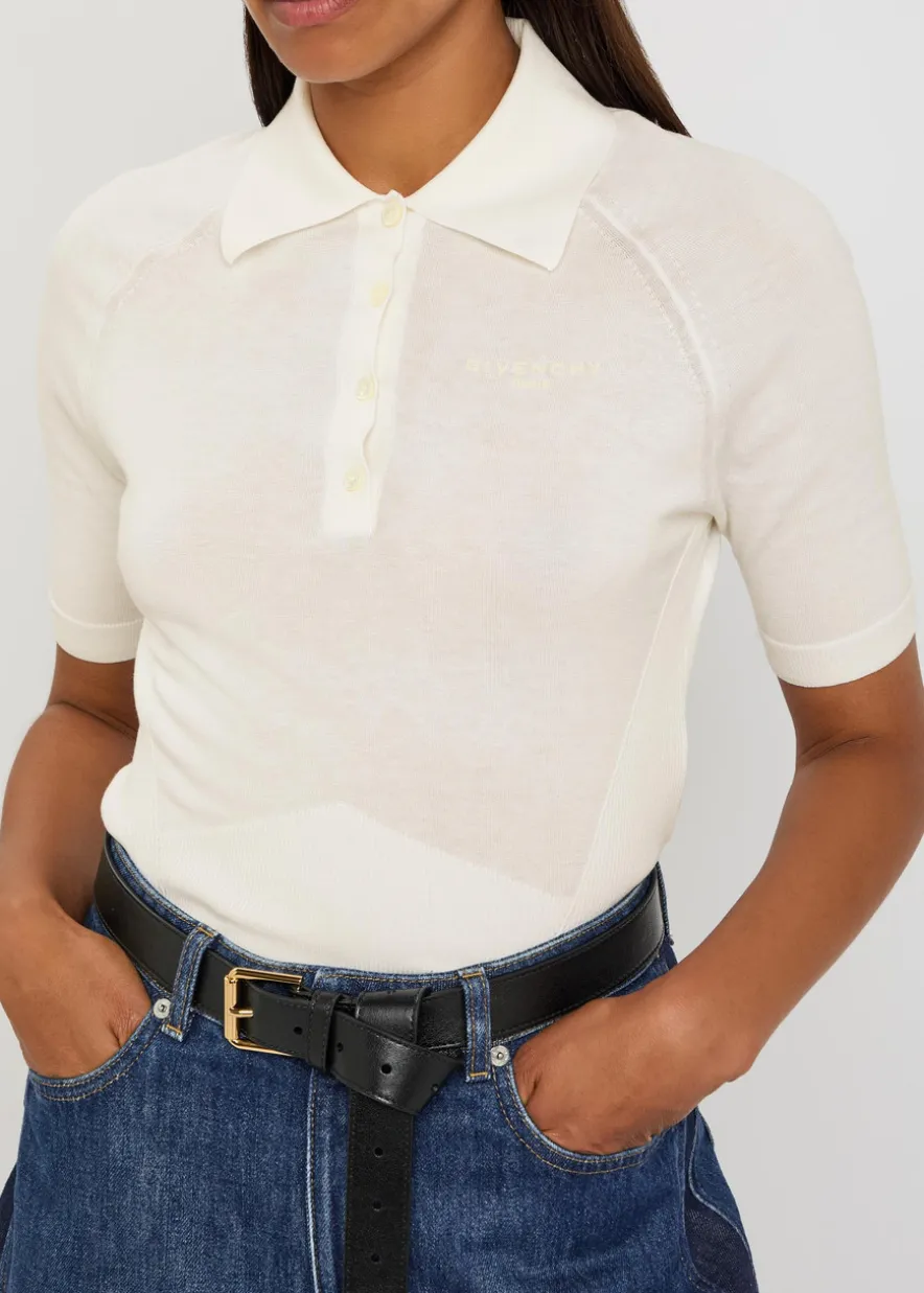 Logo-embroidered cotton and silk-blend polo shirt