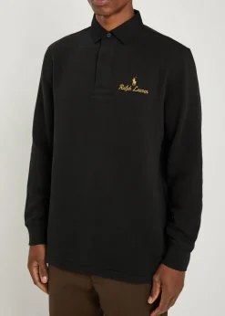 Logo-embroidered cotton-blend polo sweatshirt