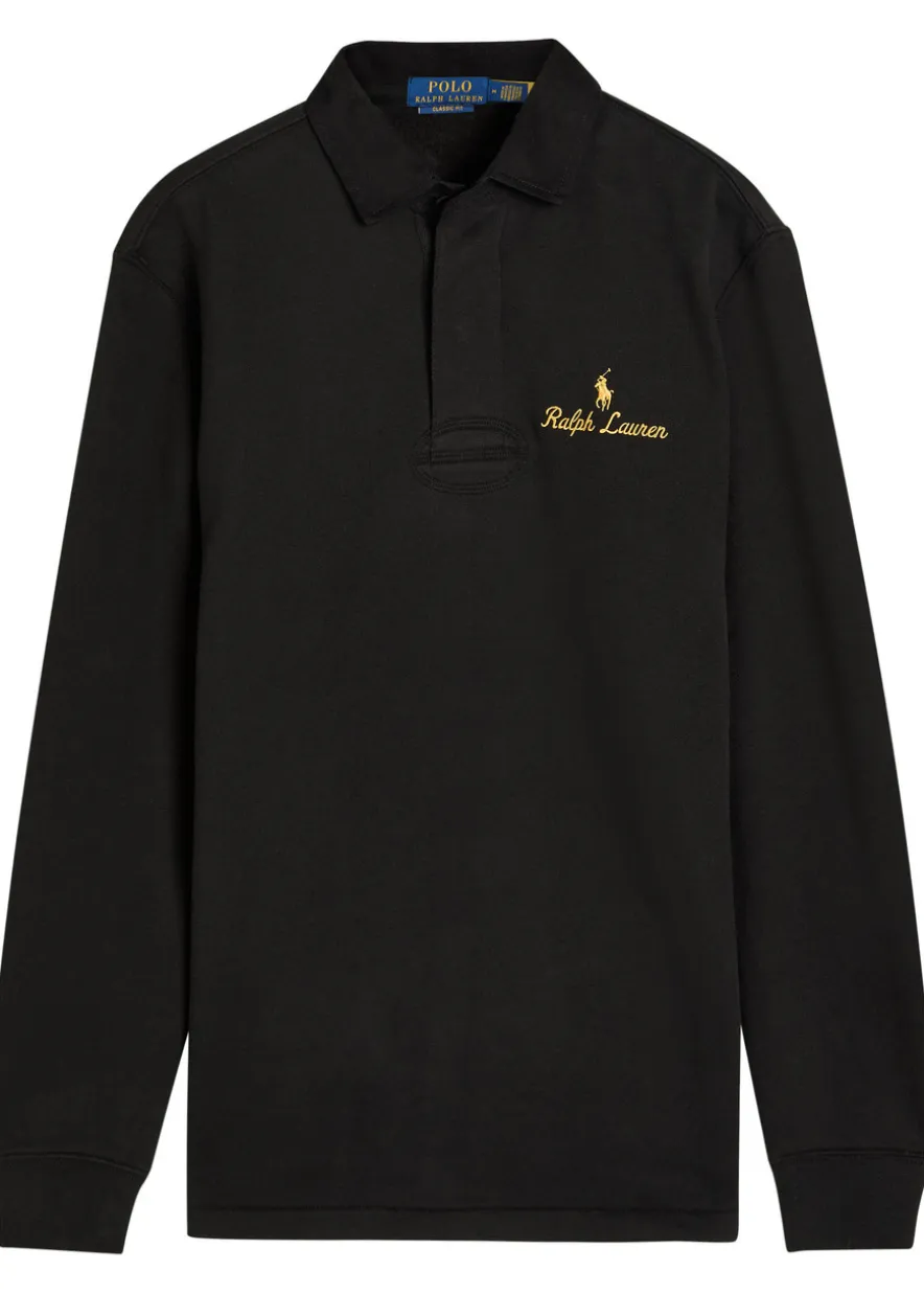 Logo-embroidered cotton-blend polo sweatshirt