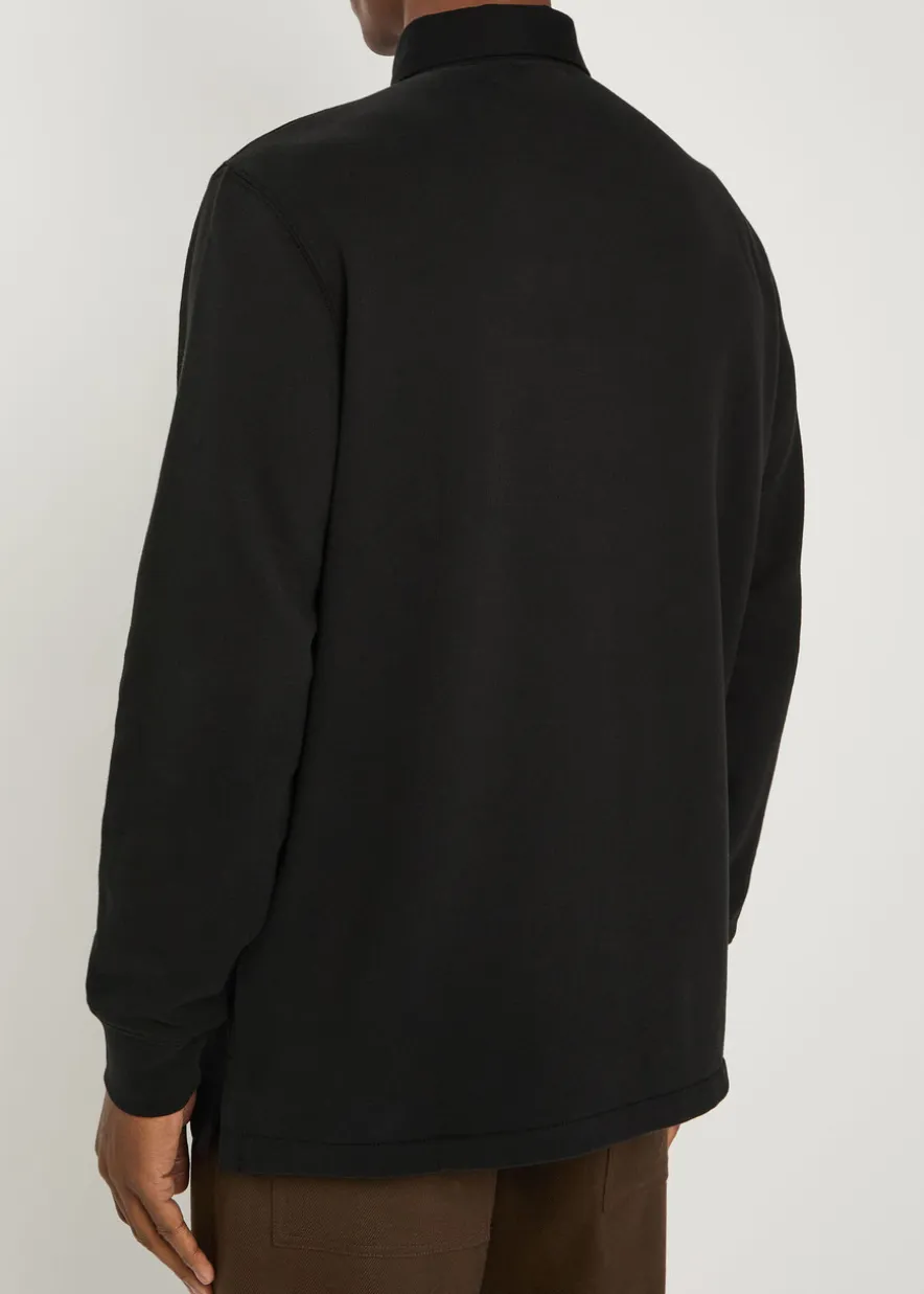 Logo-embroidered cotton-blend polo sweatshirt